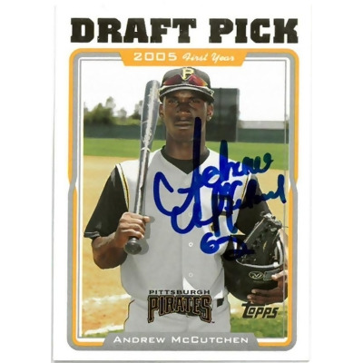 Athlon CTBL-037386 MLB Andrew McCutchen Signed 2005 Topps Update Rookie Draft Pick On Auto Card with No.UH329 COA Pittsburgh Pirates 