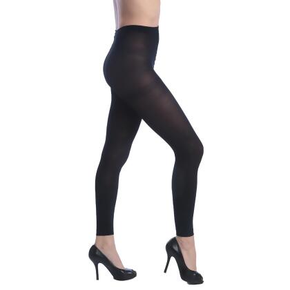 1800 Denier Tights Soft Opaque Solid Color Footed Pantyhose Black