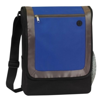 DDI 2364506 11 x 13.5 x 4.5 in. City Messenger Bag with Side Mesh Pocket, Black & Royal - Case of 40 