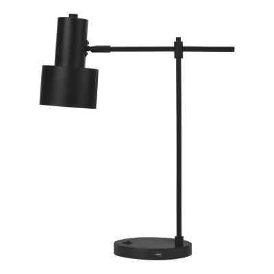 Monarch Specialties I 9647 21 in. Lighting USB Port Included Metal & Shade Modern Table Lamp, Black 