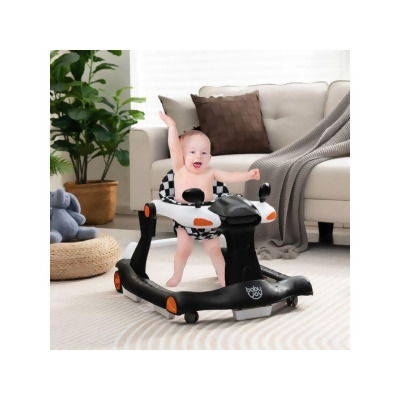 Costway BC10022DK 2-in-1 Foldable Activity Push Walker with Adjustable Height, Black 