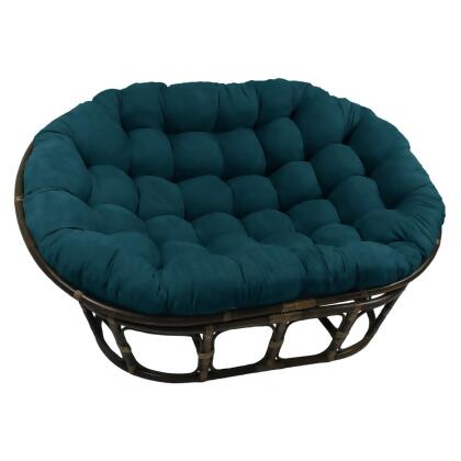 International Caravan 3304-MS-TL Rattan Double Papasan Chair with Microsuede Cushion, Blue