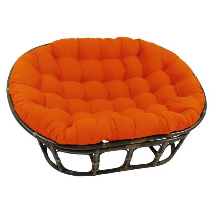 International Caravan 3304-TW-TD 63 x 45 in. Rattan Double Papasan Chair with Twill Cushion, Tangerine Dream 