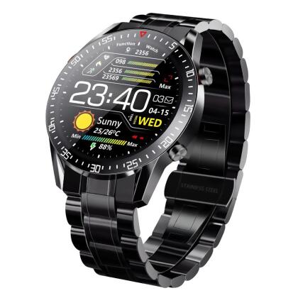 Fresh Fab Finds FFF-Black-GPCT3034 Wireless Smart Watch Fitness Tracker - IP68 Waterproof, Heart Rate, Blood Pressure, Oxygen Monitor, Pedometer, Sleep Monitor - Men 