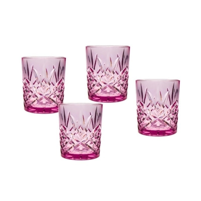 Godinger 64933 12 oz Dublin Acrylic Double Old-Fashioned Glasses, Lilac - Set of 4 