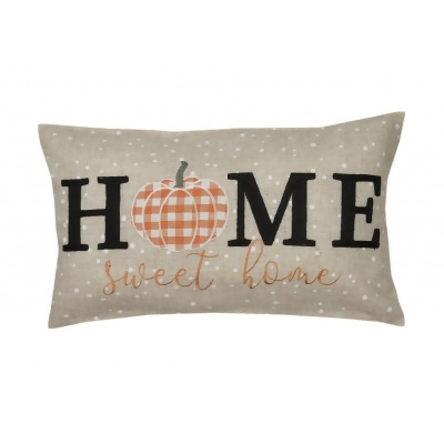 HomeRoots 515416 12 x 20 in. Beige & Orange Thanksgiving Pumpkin Linen Blend Zippered Pillow with Embroidery 