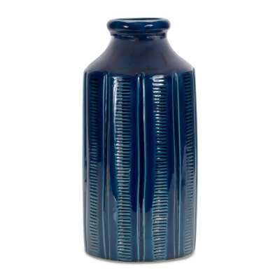 HomeRoots 516241 12.75 in. Terracotta Blue Round Table Vase 