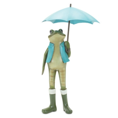 HomeRoots 518075 11 in. Blue & Green Resin Frog Figurine - Set of 2 