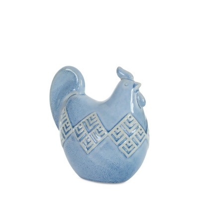HomeRoots 518072 8 in. Blue Ceramic Rooster Bird Figurine - Set of 2 