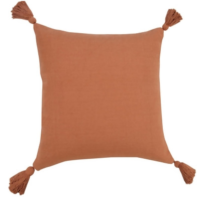 HomeRoots 517175 20 x 20 in. Orange Cotton Zippered Pillow with Tassels 