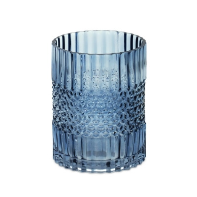 HomeRoots 516253 8 in. Crystal Glass Round Table Vase, Blue 