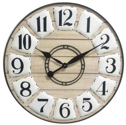 HomeRoots 399182 24 in. Circle Black & White Wood Analog Wall Clock