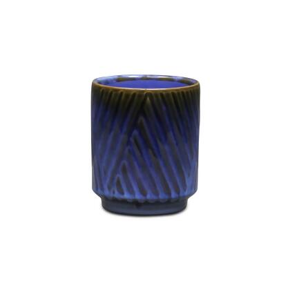 Cheungs 5921BGR Parlora Crossed Diagonal Pattern Straight Side Ceramic Pot,  Blue - Small