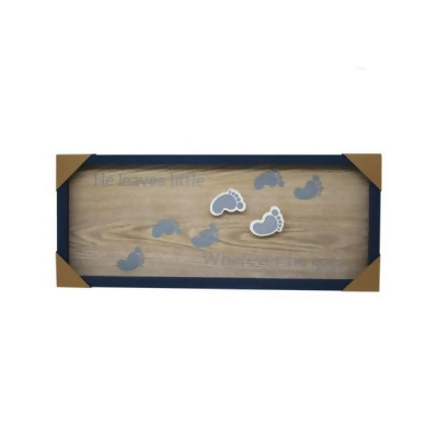 Kole Imports AC949-8 24 x 10 in. MDF Framed 3D Wall Sign Footprints in Blue, Pack of 8 