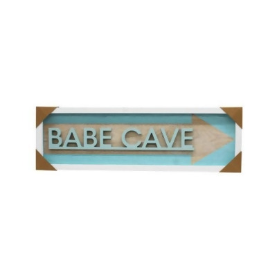 Kole Imports AC950-6 26 x 8 in. MDF Framed 3D Wall Sign Babe Cave in Light Blue, Pack of 6 