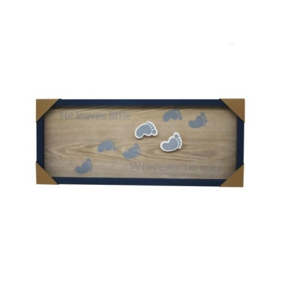 Kole Imports AC949-6 24 x 10 in. MDF Framed 3D Wall Sign Footprints in Blue, Pack of 6 