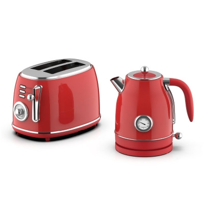 Megachef MC-BTBK-R 1.7 Liter Electric Tea Kettle & 2 Slice Toaster Combo, Red 
