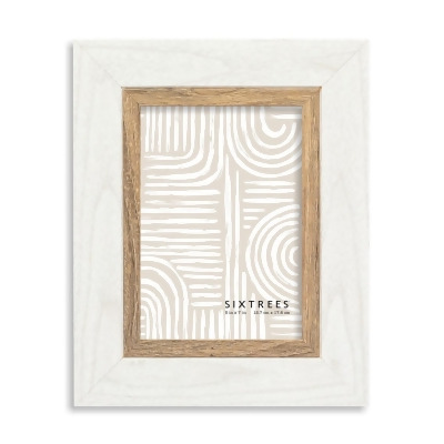 Sixtrees WD28357 5 x 7 in. S2 White & Grey Grain Wood Picture Frame 