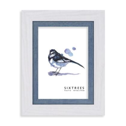 Sixtrees WD32357 5 x 7 in. Shelby White & Blue Wood Picture Frame 