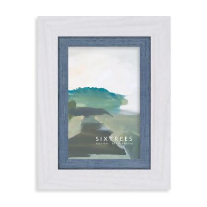 Sixtrees WD32346 4 x 6 in. Shelby White & Blue Wood Picture Frame 