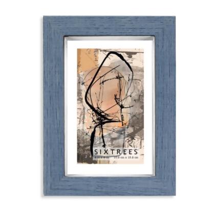 Sixtrees WD78846 4 x 6 in. Lawrence Blue & White Wood Picture Frame 