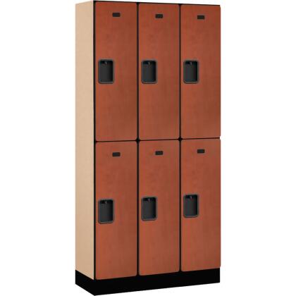 Salsbury Industries B2177281 Assembled Double Tier 6 Door Designer Wood Locker, Cherry - 12 x 15 x 36 in. 