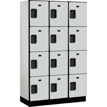 Salsbury Industries B2177582 Assembled Four Tier 12 Door Extra Wide Wood Locker, Gray - 15 x 18 x 18 in. 