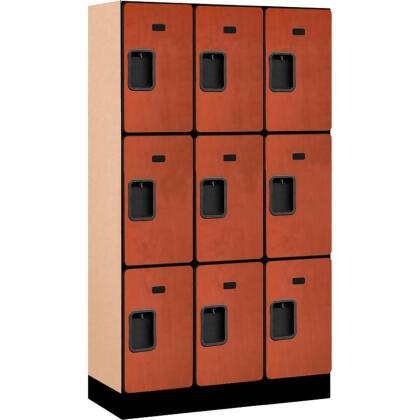 Salsbury Industries B2177407 Assembled Triple Tier 9 Door Designer Wood Locker, Cherry - 12 x 15 x 20 in. 