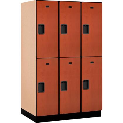 Salsbury Industries B2177520 Assembled Double Tier 6 Door Extra Wide Wood Locker, Cherry - 15 x 24 x 36 in. 