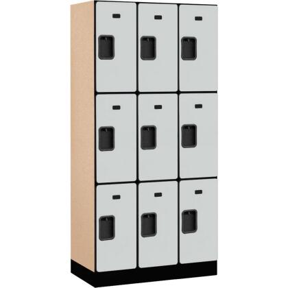 Salsbury Industries B2177794 Assembled Triple Tier 9 Door Designer Wood Locker, Gray - 12 x 18 x 24 in. 