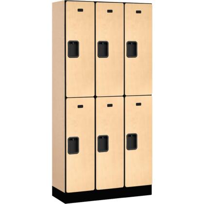 Salsbury Industries B2177290 Assembled Double Tier 6 Door Designer Wood Locker, Maple - 12 x 15 x 36 in. 