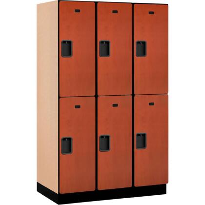 Salsbury Industries B2177372 Assembled Double Tier 6 Door Extra Wide Wood Locker, Cherry - 15 x 21 x 36 in. 