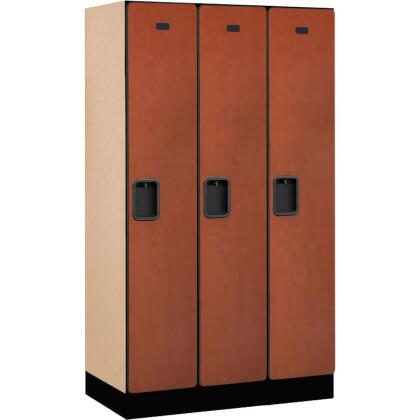 Salsbury Industries B2177790 Assembled Single Tier 3 Door Designer Wood Locker, Cherry - 12 x 18 x 60 in. 