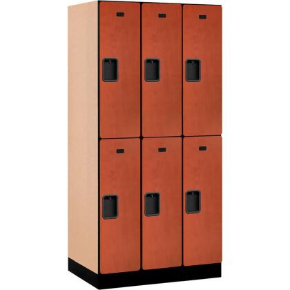 Salsbury Industries B2177355 Assembled Double Tier 6 Door Designer Wood Locker, Cherry - 12 x 21 x 36 in. 