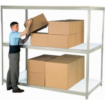 Global Industrial B2297314 96 x 48 x 36 in. 3 Shelves Wide Span Rack with Laminated Deck, Gray 