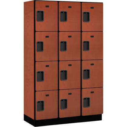 Salsbury Industries B2177458 Assembled Four Tier 12 Door Extra Wide Wood Locker, Cherry - 15 x 18 x 18 in. 