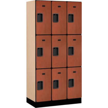 Salsbury Industries B2177630 Assembled Triple Tier 9 Door Designer Wood Locker, Cherry - 12 x 18 x 24 in. 