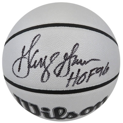 Schwartz Sports Memorabilia GERBSK217 George Gervin Signed Wilson Silver 75th Anniversary Logo NBA Basketball with HOF 1996 