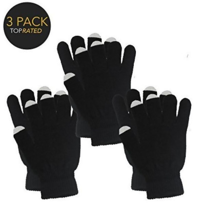 Evertone TFAN5019 3X Winter Touch Screen Gloves, Black 