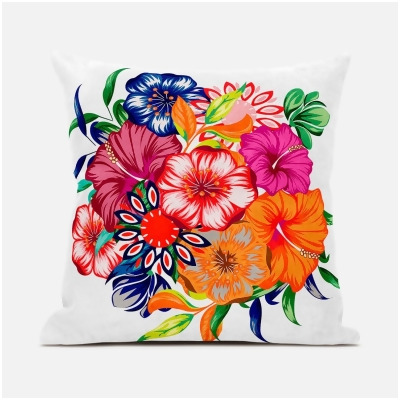 Amrita Sen Designs CAPL903FSDS-ZP-18x18 18 x 18 in. Friendship Bouquet Suede Zippered Pillow with Insert - Multi Color 