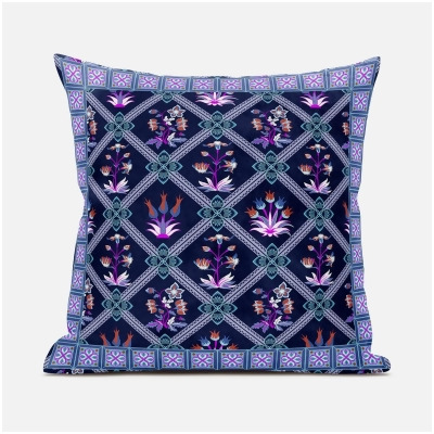 Amrita Sen Designs CAPL1062BrCDS-BL-26x26 26 x 26 in. Mughal Art Broadcloth Indoor & Outdoor Blown & Closed Pillow - Multi Color 