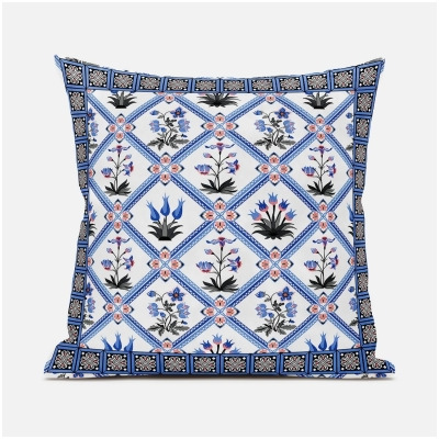 Amrita Sen Designs CAPL1056FSDS-BL-20x20 20 x 20 in. Mughal Art Suede Blown & Closed Pillow - Multi Color 