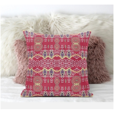 Amrita Sen Designs CAPL694FSDS-ZP-18x18 18 x 18 in. Sephalina Paisley Leaves Suede Zippered Pillow with Insert - Red 