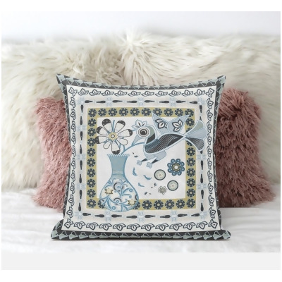 Amrita Sen Designs CAPL624FSDS-ZP-20x20 20 x 20 in. Love Your Vase Peacock Suede Zippered Pillow with Insert - Multi Color 