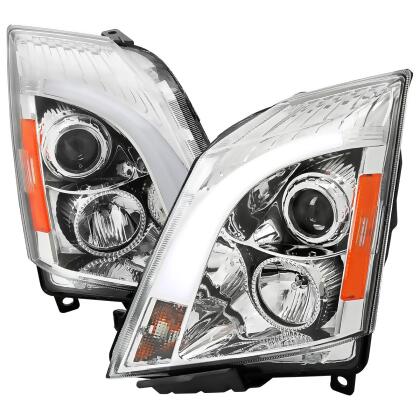 Spec D Tuning 2LHP-CTS08-G3-RS Sequential Signal LED Bar Projector Headlight with Chrome Housing Clear Lens-Switchback LED Light Bar for 2008-2014 Cadillac CTS