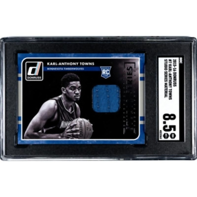 Athlon CTBL-037850 NBA Minnesota Timberwolves Karl-Anthony Towns 2015-16 Donruss Studio Series Material Rookie Card - No.7 - SGC Graded 8.5 NM-MT Plus 