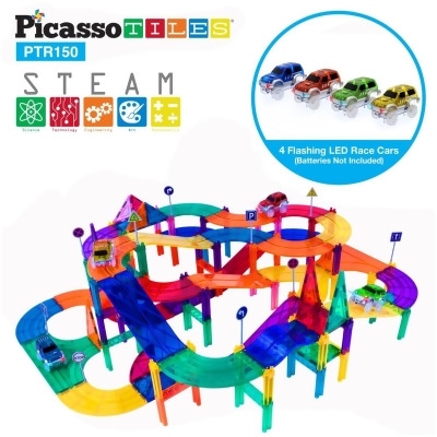 Picasso Tiles PTR150 Race Track Building Blocks Construction Toys - 150 Piece 