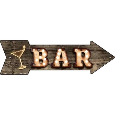 Smart Blonde LA-500 23 x 7 in. Bar with Cocktail Bulb Letters Novelty Metal Arrow Sign 