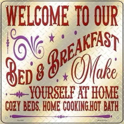 Smart Blonde MSQ-1632 6 in. Mini Bed & Breakfast Novelty Metal Square Sign 