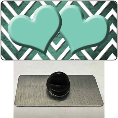 Smart Blonde PIN-LP-7081 1.5 x 0.75 in. Mint White Hearts Chevron Oil Rubbed Novelty Rectangle Metal Hat Pin 